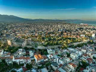 Aerial view of Patras (Patra) medieval castle and city in Greece