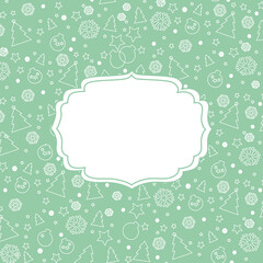 Green Christmas frame template background vector illustration.