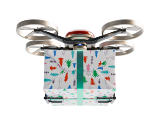 Delivery Drone And Christmas Gift