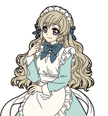 Clip art of anime-style girl in maid's uniform