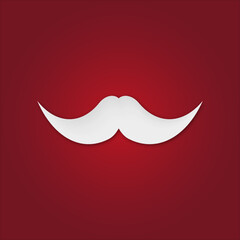 Mustache of Santa Claus on a red background. 