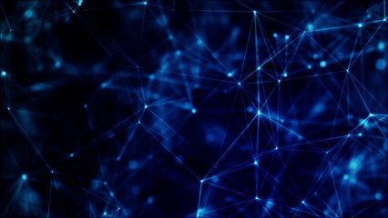 Naklejka na ściany i meble Connect background. Network structure triangles background with dots and lines. Artificial intelligence. Big data technology .3d rendering.