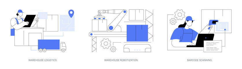 Storage automation abstract concept vector illustrations.
