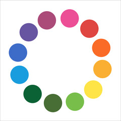 Twelve part RGB color wheel, composed of circles.