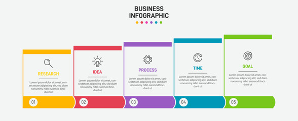 Vertical infographic design with icons and 5 options or steps. Thin line. Infographics business concept. Can be used for info graphics, flow charts, presentations, mobile web sites, printed materials.
