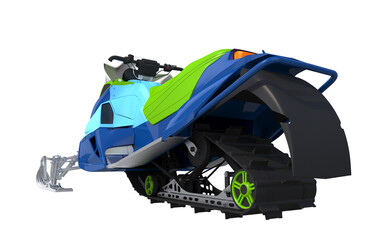 Colorful Snowmobile Rear View PNG Illustration.