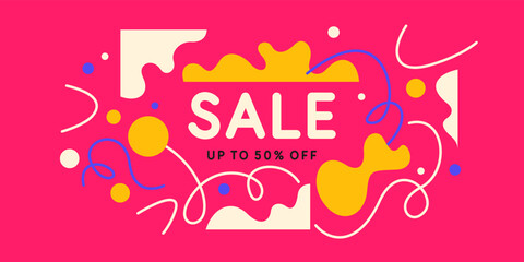 Original sale poster for discount. Vector illustration. Composition with geometric shapes. Abstract background.