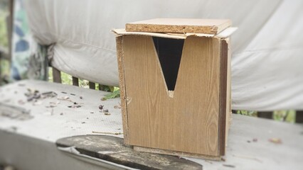 Fototapeta na wymiar Homemade birdhouse