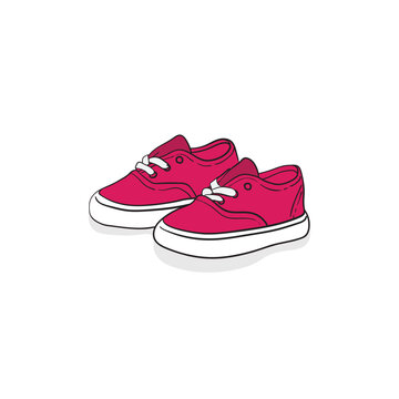 Baby short sneaker in pink design for baby advertising template
