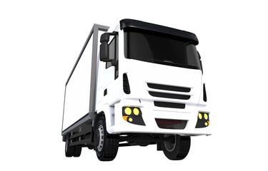 PNG Graphic of Small White Cargo Truck Front View 3D Illustration