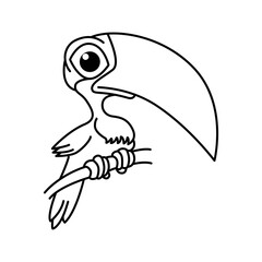 Cute bird cartoon characters vector illustration. For kids coloring book.