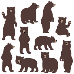 set of woodland brown bears