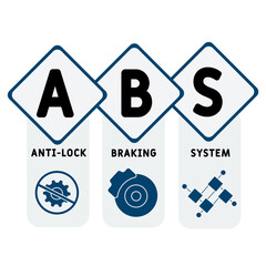 ABS - Anti-lock Braking System acronym. business concept background.  vector illustration concept with keywords and icons. lettering illustration with icons for web banner, flyer, landing