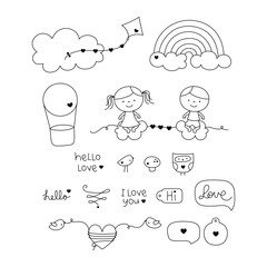 Set of cute love icons