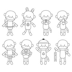 Naklejka premium Set of Holiday Monkey doodles