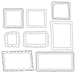 Hand-drawn doodle frames set