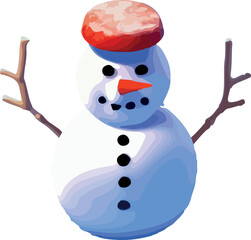 Snowman in white background Flat design. 