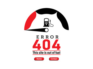 Abstract error 404 design with car fuel meter vector illustration. Webpage internet security warning to use in programming, web development, webpage error, error 404 projects.