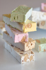 Nougat with nuts of different colors