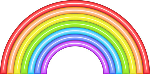 Rainbow 3d icon. Render colorfull rainbow. Summertime weather symbol. Illustration isolated on white.