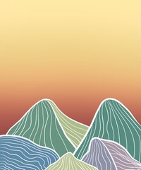 multicolored abstraction vertical illustration. bright mountain landscape with beautiful warm sunlight