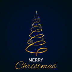 Abstract background with Christmas tree and text Merry christmas. Design for greeting card, poster, banner. Vector illustration