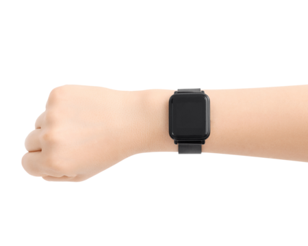 Watch on wrist isolated on white, mockup. - Powered by Adobe