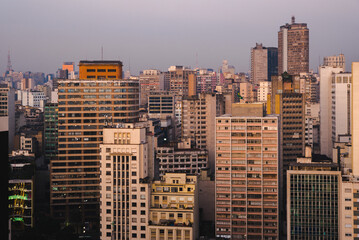 Sao Paulo city skyline with famous high rise buildings in the horizon