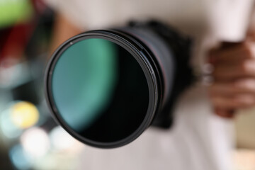 Fototapeta na wymiar Professional camera lens, photographic lens or photographic objective