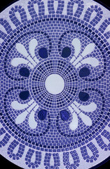 Geometric Pattern of White and Blue Mosaic for Abstract Background