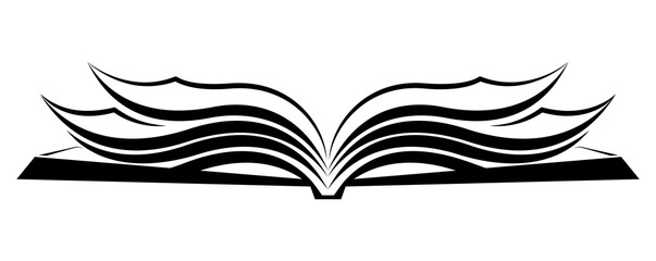 Illustration of open book. Logo template