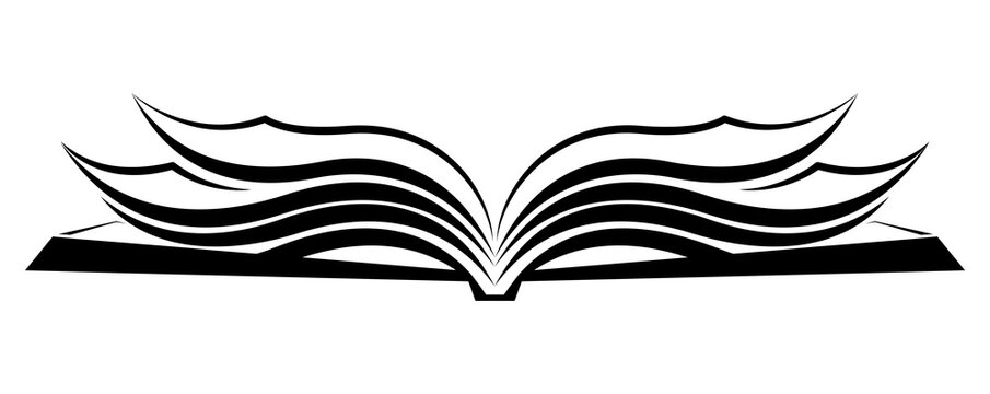 Illustration of open book. Logo template