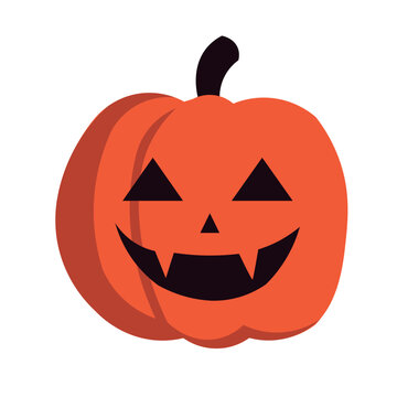 Imagen vectorial de una calabaza decorada con ojos y sonriza estilo hallowen 