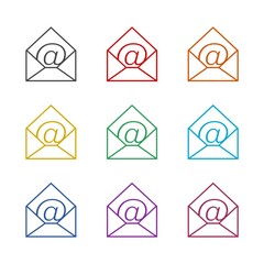 Mail letter logo icon isolated on white background. Set icons colorful