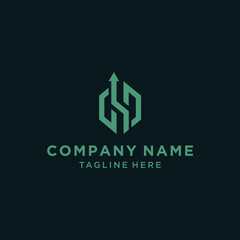 Letter h with swoosh arrow up logo design vector image