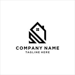 Creative modern style house with S sign logo design template