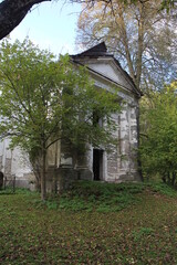 Dilapidated burial chamber of Kohary dynasty in Cabradske Podhradie, Krupina region, central Slovakia