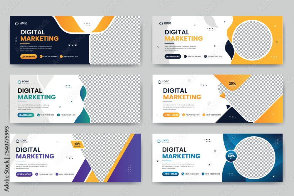Wall mural abstract business banner design web template set, horizontal header web banner. modern website heade