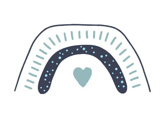 The rainbow is boho blue. For decoration of childrens rooms and holidays. Vector modern style