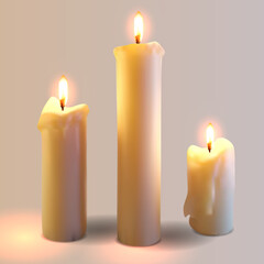 Obraz na płótnie Canvas Realistic candles collection.3d candles.Burning candle