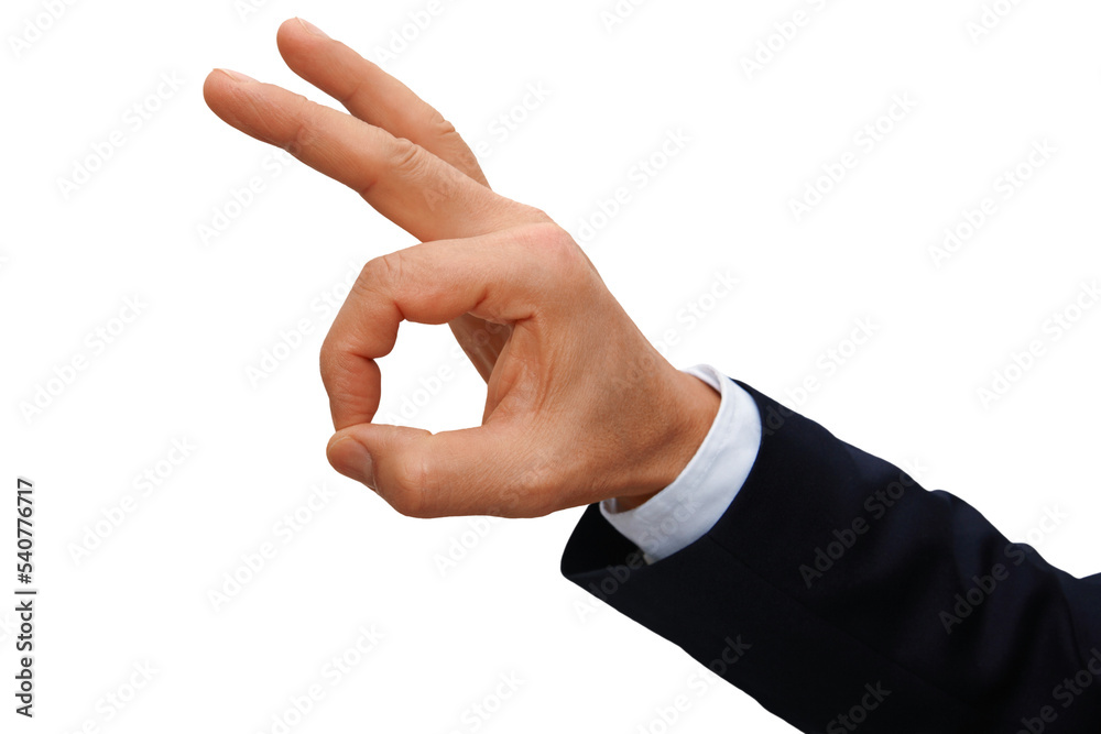 Wall mural gesture series: hand points with thumb and index finger symbolically everything ok.
