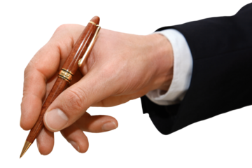 Gesture series: manager signs with ballpoint pen.