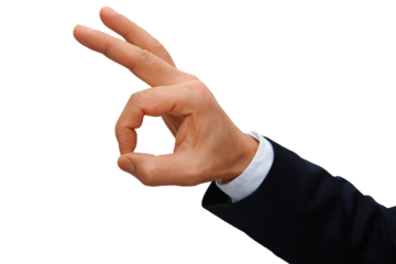 Gesture series: hand points with thumb and index finger symbolically everything ok.