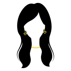 Woman with jewelry. Female silhouette. Vector illustration.