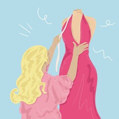 Fashion designer making a dress