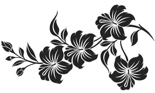 black and white floral ornament design