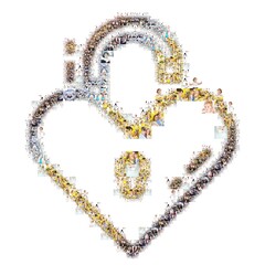 heart of diamonds with photo of many peoples