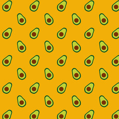 Fototapeta na wymiar Avocado seamless pattern. Repeated pattern. Avocado fruit on bright yellow background