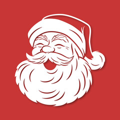Vector Cute Funny Smiling Peeking Santa Claus Head Icon. Design Template for Holiday Merry Christmas and Happy New Year Greeting Cards, Stickers, Banners