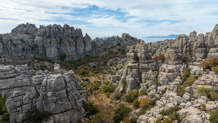 llegada del otoño en el paraje natural del torcal de Antequera, Andalucía